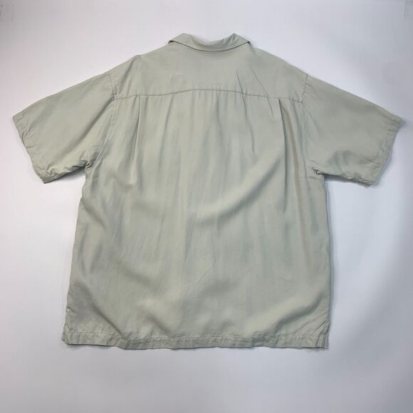 Tommy Bahama Shirt Mens XL Extra Large Beige Silk Button Up Short Sleeve Pocket - Picture 9 of 14